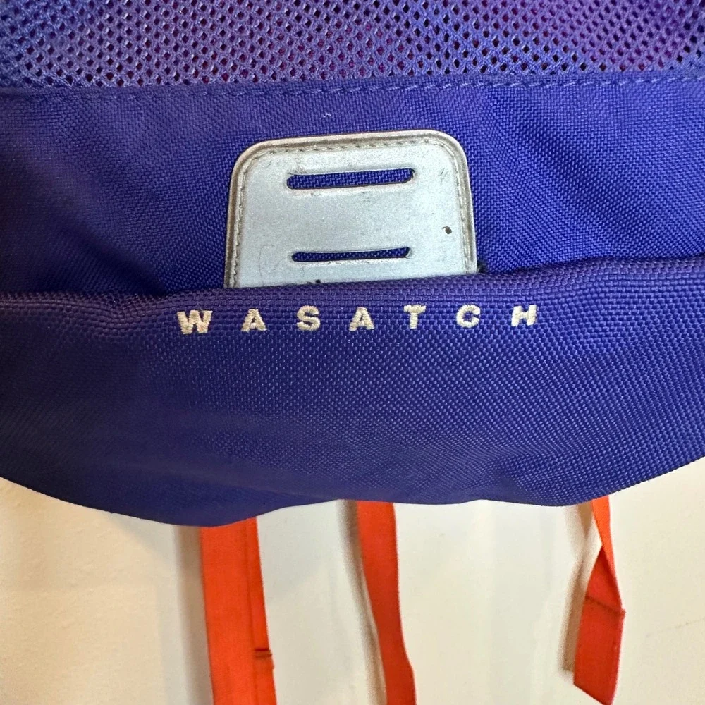 The North Face Wasatch Backpack Kid Purple Blue Logo Hiking School Sporty Travel - Picture 6 of 12